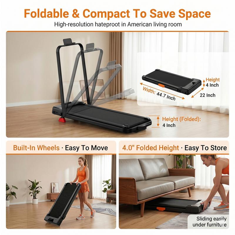 Tapis de Marche Pliable 4 en 1 avec Inclinaison – Marche, Jogging et Course