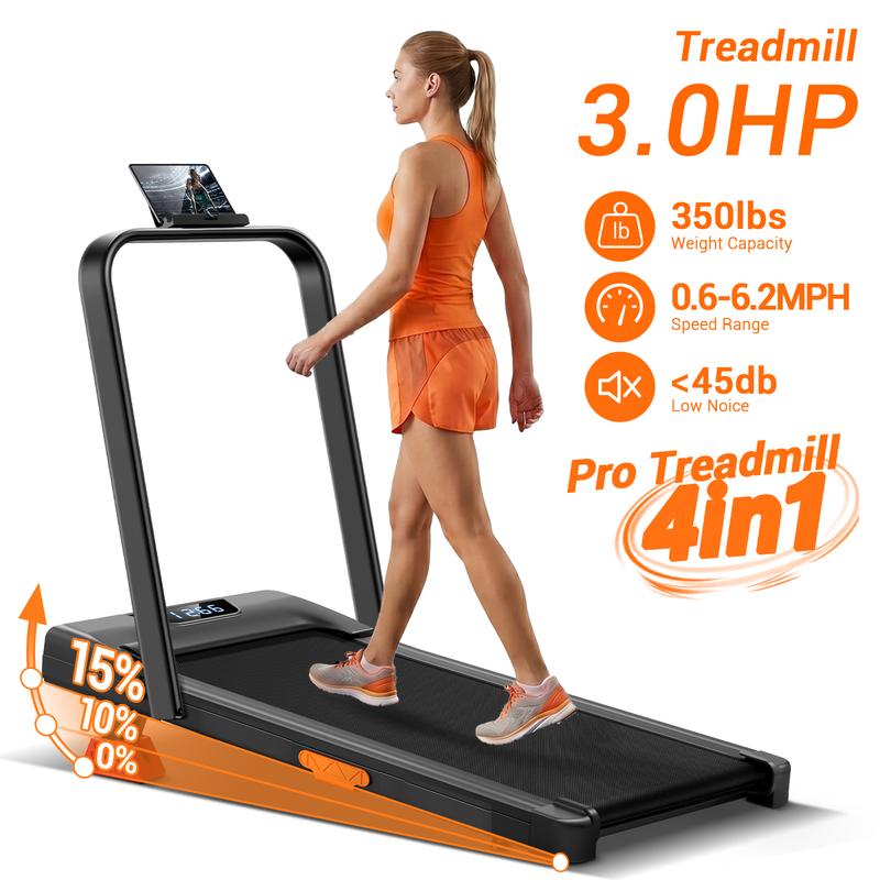 Tapis de Marche Pliable 4 en 1 avec Inclinaison – Marche, Jogging et Course